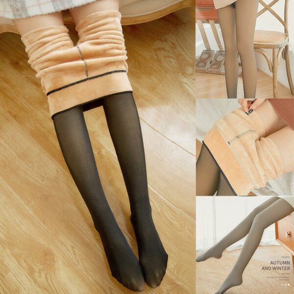 Fake Translucent Warm Fleece Pantyhose