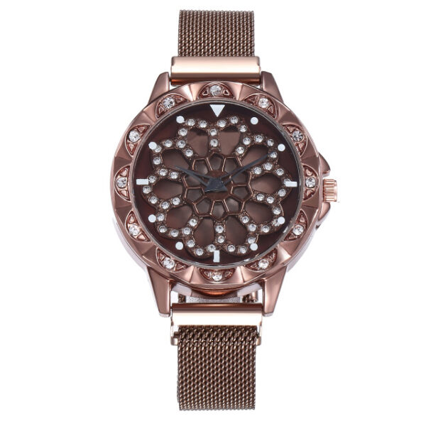 Luxury Rose Gold Watch Women Special Design 360 Degrees Rotation Diamond Dial Watches Mesh Magnet Starry 1.jpg 640x640 1