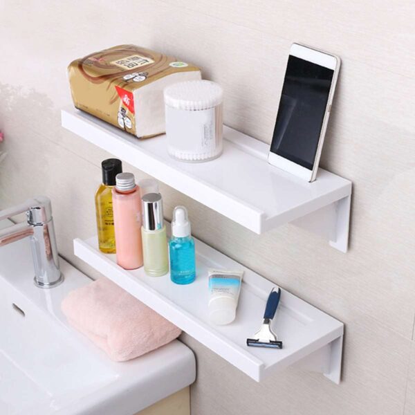 Single Tier Suction Cup Bathroom Shelf Wall Rack Plastic Shower Caddy Organizer Holder Tray Kitchen Lotion 2