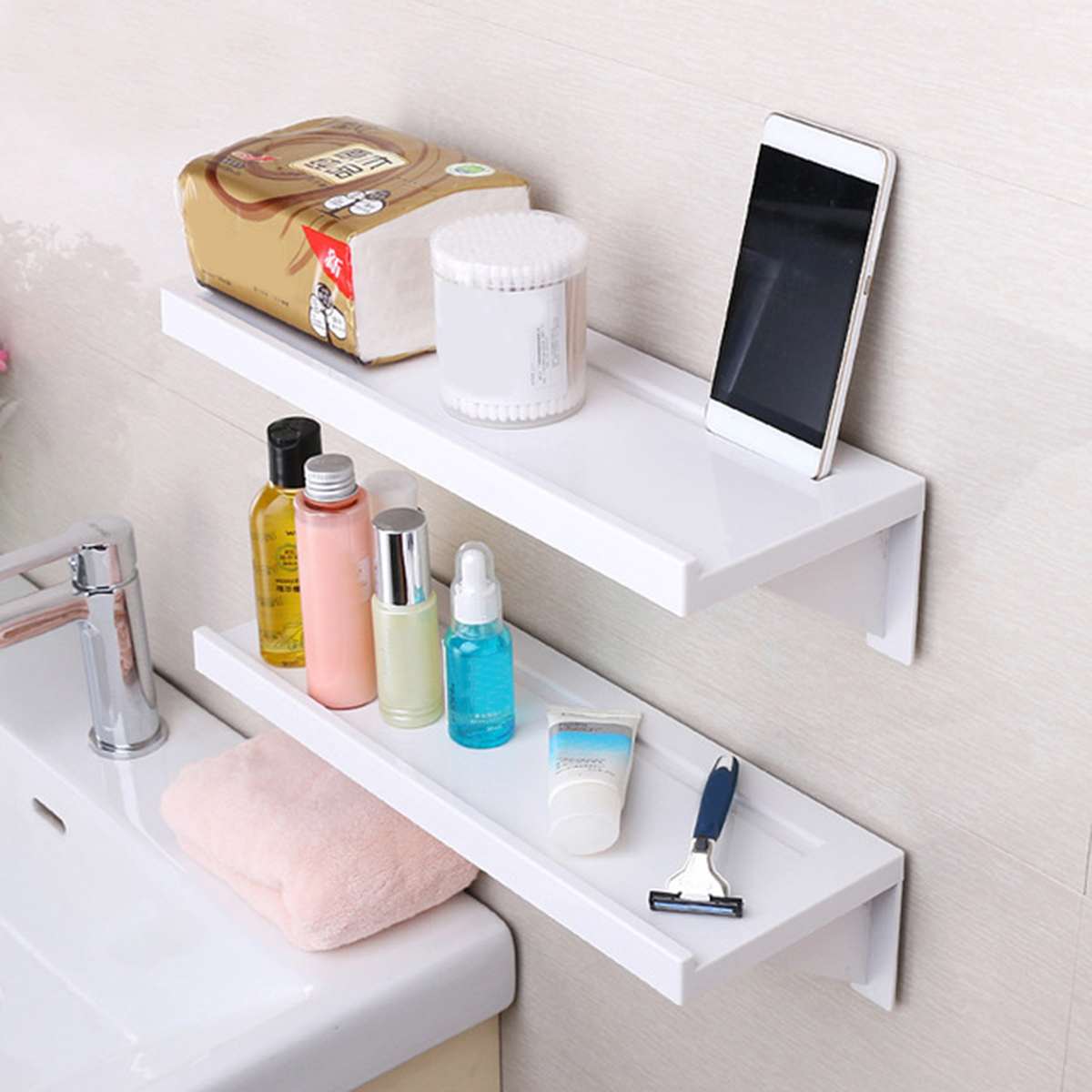 Multifunctional Plastic Bathroom Suction Storage Shelf With Double Suction  For Wall Organization Included From Ldd2016, $8.05