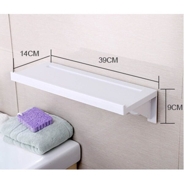 Single Tier Suction Cup Bathroom Shelf Wall Rack Plastic Shower Caddy Organizer Holder Tray Kitchen Lotion 3