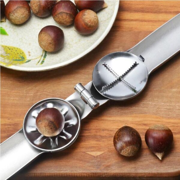 Stainless Steel 2 in 1 Quick Chestnut Clip Walnut Pliers Metal NutCracker Sheller Nut Opener Kitchen 2