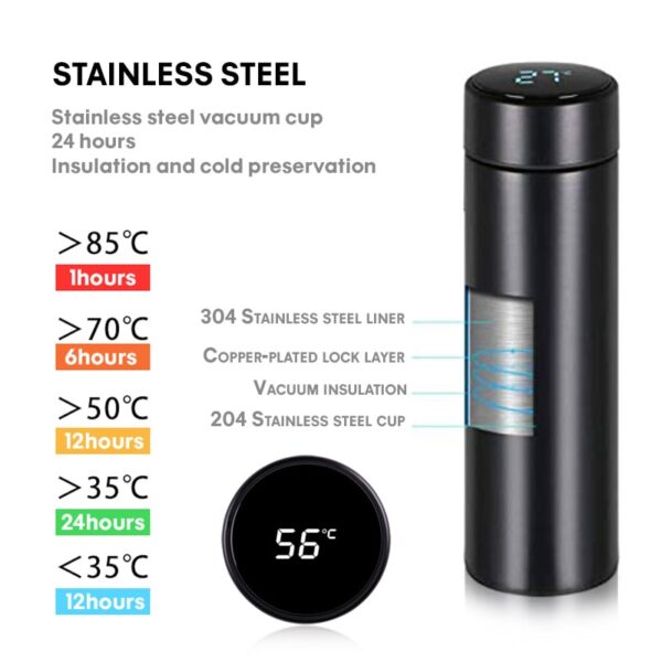Thermos Bottle Temperature Display Smart Stainless Steel Vacuum Flasks Coffee Travel Mug Vacuum Tumbler Leak Proof 2