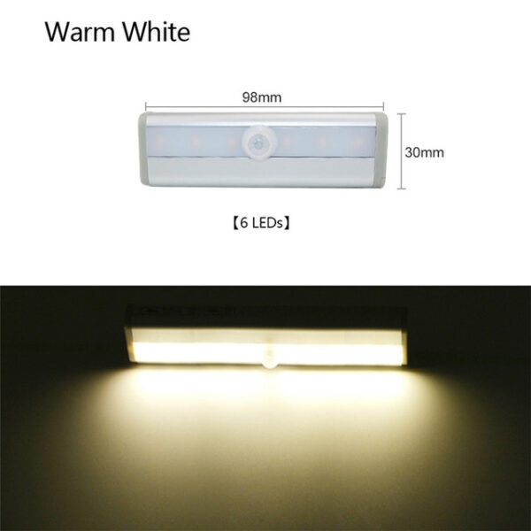 Wireless LED Under Cabinet Light PIR Motion Sensor Lamp 6 10 LEDs for Wardrobe Cupboard