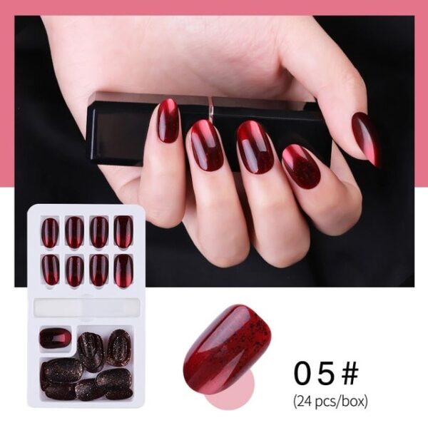 With Sticker 24PCS Reusable Shiny Fake Nail Tips for Press On Long False Nails Art Artificial 4.jpg 640x640 4