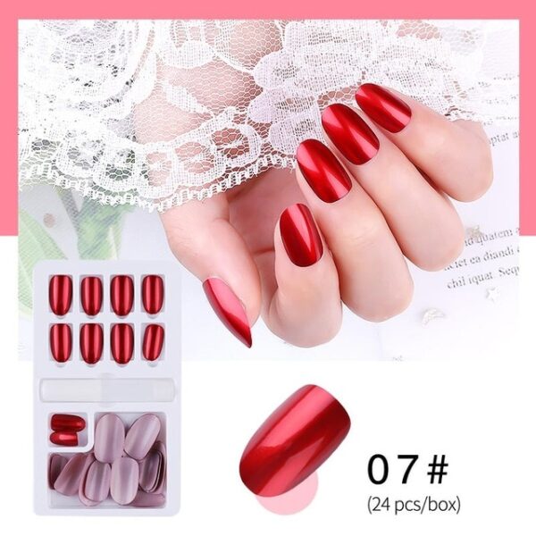 With Sticker 24PCS Reusable Shiny Fake Nail Tips for Press On Long False Nails Art Artificial 6.jpg 640x640 6