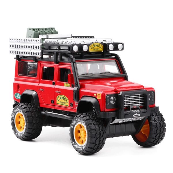 1 28 Diecasts Toy Vehicles Defender Camel Trophy Car Model Sound Light Car Toys For Children