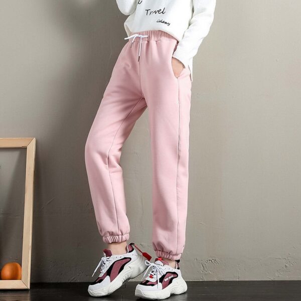 2019 Winter Women Gym Sweatpants Workout Fleece Trousers Solid Thick Warm Winter Female Sport Pants Running 1