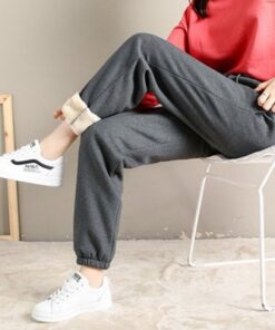 2019 Winter Women Gym Sweatpants Workout Fleece Trousers Solid Thick Warm Winter Female Sport Pants Running 3