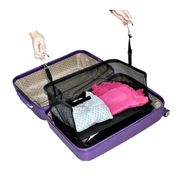 3 परतें पोर्टेबल यात्रा भंडारण बैग हुक हैंगिंग आयोजक अलमारी कपड़े भंडारण रैक धारक यात्रा सूटकेस 4