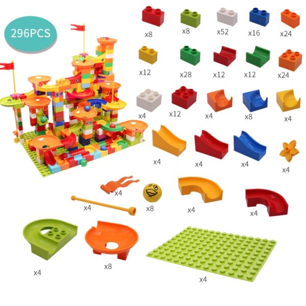 74 296 KOM Kompatibilni LegoINGlys dvostruki građevinski blokovi s mramornim trkaćim trkaćim blokovima, lijevak, klizni blokovi, uradi sam 1