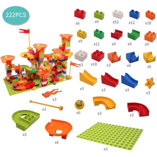74 296 KOM Kompatibilni LegoINGlys dvostruki građevinski blokovi s mramornim trkaćim trkaćim blokovima, lijevak, klizni blokovi, uradi sam 2
