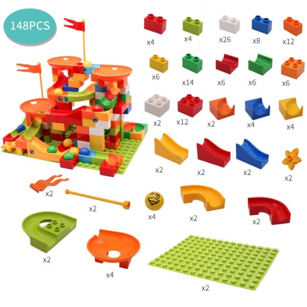 74 296 KOM Kompatibilni LegoINGlys dvostruki građevinski blokovi s mramornim trkaćim trkaćim blokovima, lijevak, klizni blokovi, uradi sam 3