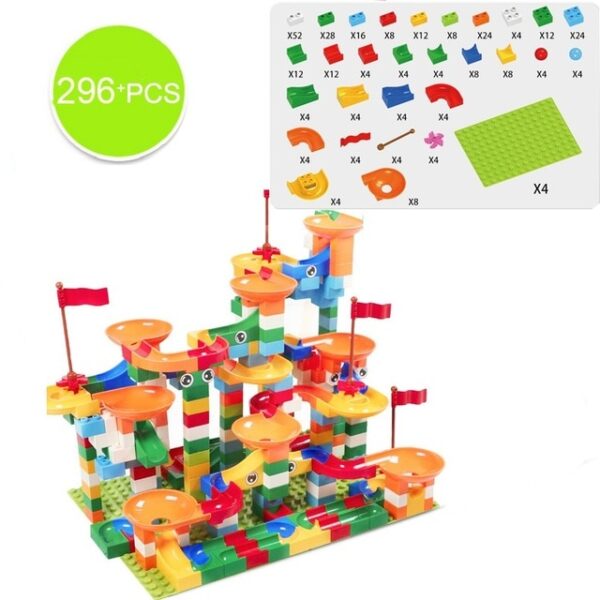 74 296 PCS Marble Race Run Block Compatible LegoINGlys Duploed Building Blocks Funnel Slide Blocks