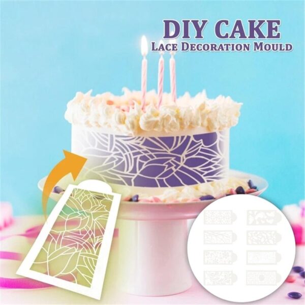8pcs Cake Decorating Tool Lace Border Cake Side Cupcake Stencil Sugarcraft Decoration Mould Baking Tool Kitchen