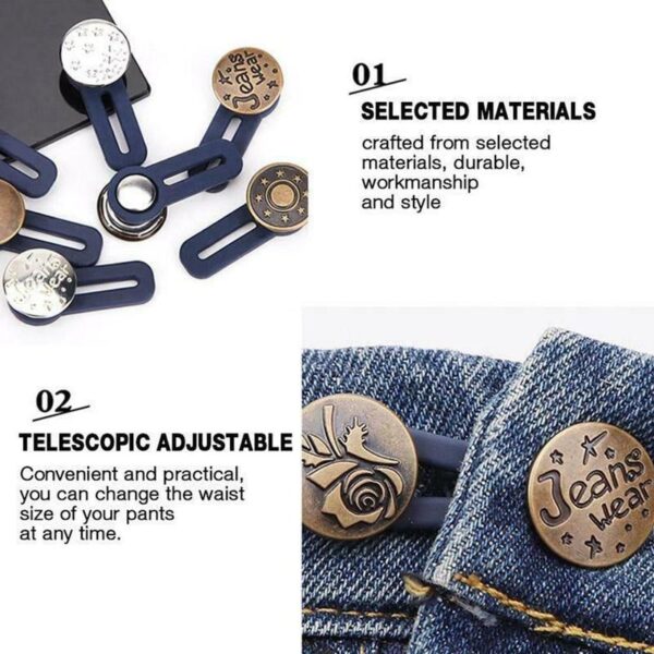 Adjustable Disassembly Retractable Jeans Waist Extension Button Metal Letter Buttons Free Sewing Buttons Jokers Increase Waist 3