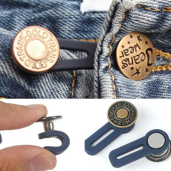 Adjustable Pembongkaran Ditarik Jeans Pinggang Ekstensi Tombol Logam Huruf Tombol Gratis Jahit Tombol Pelawak Meningkatkan Pinggang 4