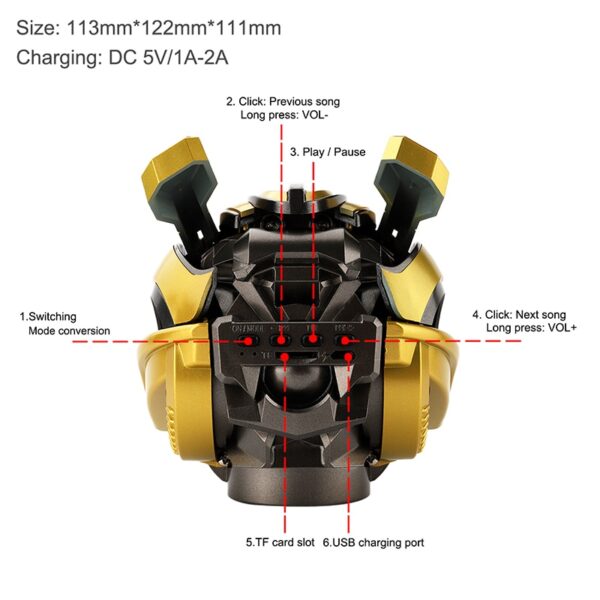 Bumblebee Helmet Bluetooth Wireless Mini Speaker Portable Stereo Loudspeakers For FM Radio USB Mp3 TF Smart 2