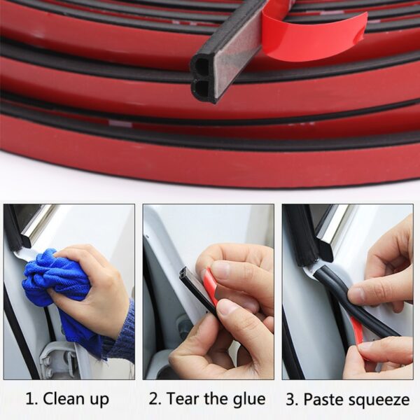 Car Sticker Car Door Seal Strips Shape B Weatherstrip Rubber Seals Sound Insulation Sealing Automobiles Interior 5