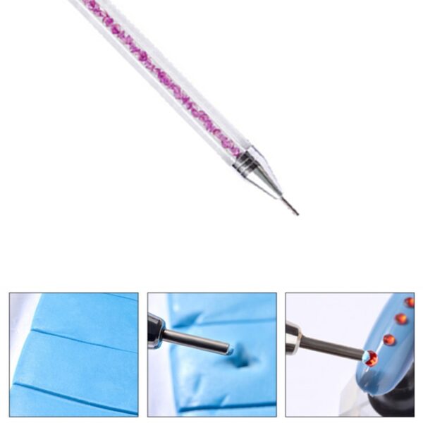 Duebel Kapp Neel Pen Kristallpärelen Handle Rhinestone Ouerréng Pick Crayon Maniküre Nail Tool Diamantmolerei 1