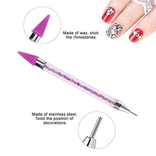 Dobleng Ulo nga Nail Pen Crystal Beads Handle Rhinestone Earrings Pagpili Crayon Manicure Nail Tool Diamond Painting 2