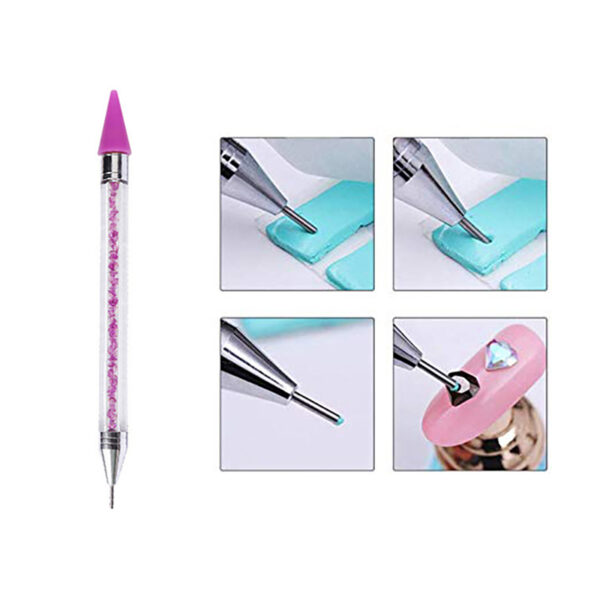 Ntu isi okpukpu abụọ nke kristal na-ejiri ọla ntị Rhinestone were họrọ Crayon Manicure Nail Tool Diamond Painting 3