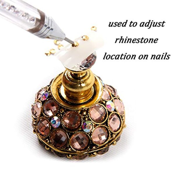 Dobleng Ulo nga Nail Pen Crystal Beads Handle Rhinestone Earrings Pagpili Crayon Manicure Nail Tool Diamond Painting 5