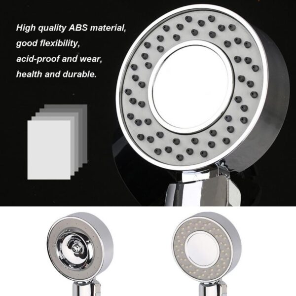 Double sided Shower Head Water Saving Round ABS Chrome Booster Bath Shower High Pressure Handheld Hand 4