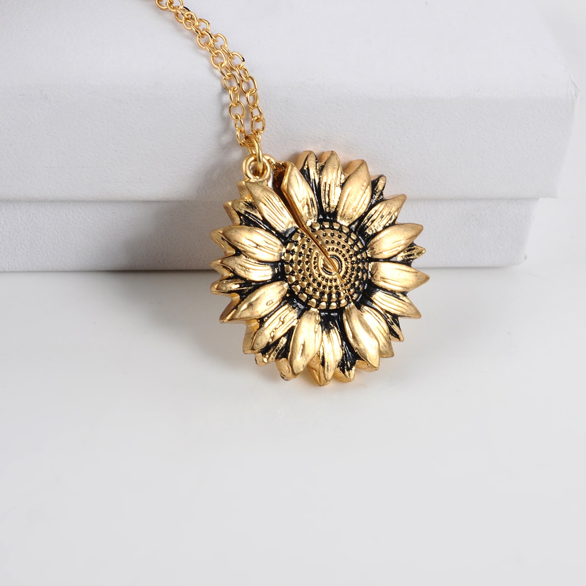 Dropshipping Vintage Boho Sunflower Pendant Necklace Women Ethnic Double deck Alloy Open Engrave letter Lover Necklaces 1