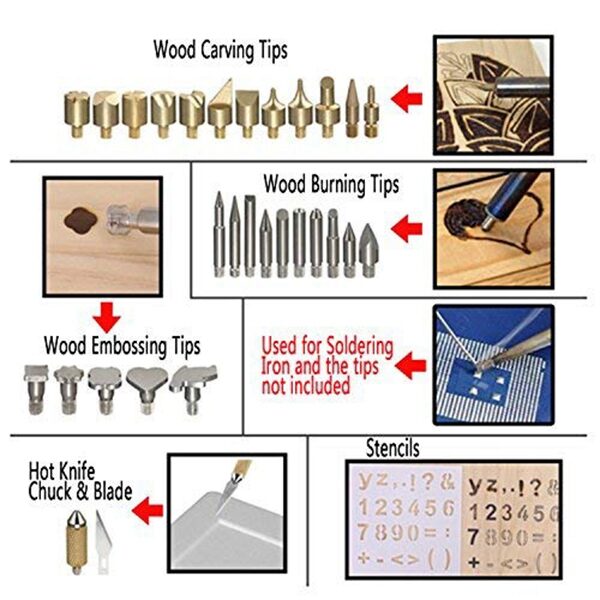 EU Plug 45 Pcs Wood Burning Kit Creative Wood Burner Set With Adjustable Temperature Soldering Pyrography 2