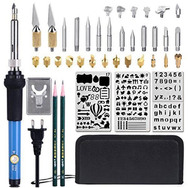 EU Plug 45 Pcs Wood Burning Kit Creative Wood Burner Set With Adjustable Temperature Soldering Pyrography