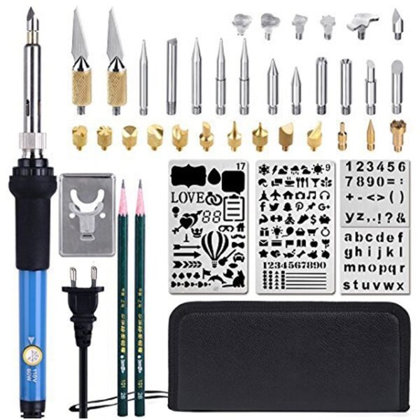 EU Plug 45 Pcs Wood Burning Kit Creative Wood Burner Set With Adjustable Temperature Soldering