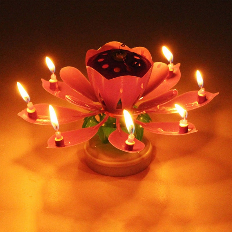 Upgrade Multicolor Rotating Lotus Cake Candle Not sold