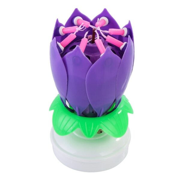 Aṣa Party Akara oyinbo Topper Musical Lotus Flower Yiyi Ibẹrẹ Ọjọ-ibi Candle w 8 Awọn abẹla Kekere 3.jpg 640x640 3