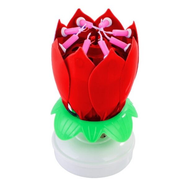 Innovative Party Cake Topper Musical Lotus Flower Rotating Happy Birthday Candle w 8 Small