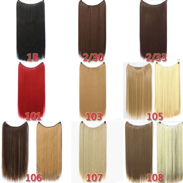 JINKAILI 24 Women Invisible Wire No Clips in Fish Line Hair Extensions Straight Wavy Long Heat 4