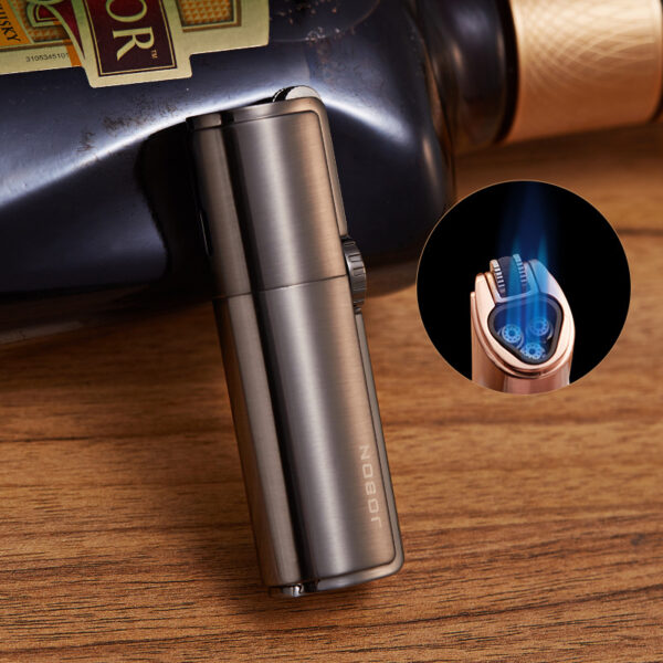 Jobon gas lighter three blue flames jet torch lighter metal windprood men s smoking gift 3