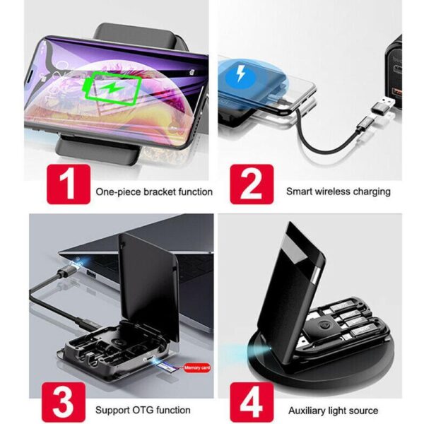 Multi function Universal Smart Adaptor Card Storage data cable USB Box Wireless charging for iphone xiaomi 3