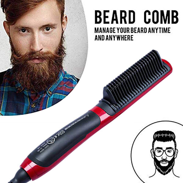 Multifunctional Beard Straightener Styler Brush အမျိုးသားများအတွက် အပူရှိဆံပင်ကြွေပြား Curler လျှပ်စစ် Straightener Hot Comb ဆံပင်ထိန်းသိမ်းမှု 5