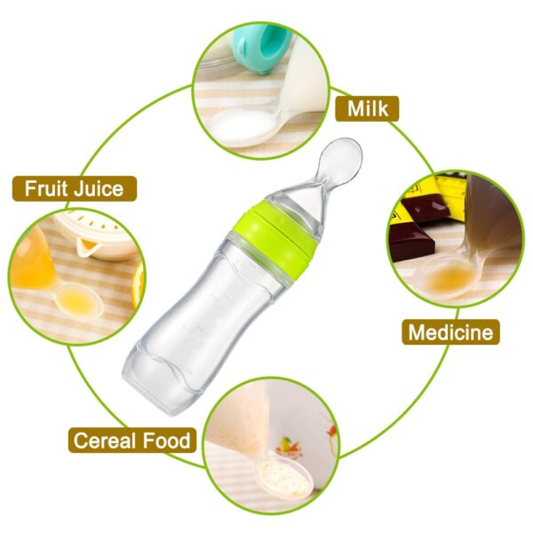 Newborn Baby Bottle Leak proof Food Dispensing Spoon 120ml Juice Cereal Feeding Bottle Spoon Food Supplement 2