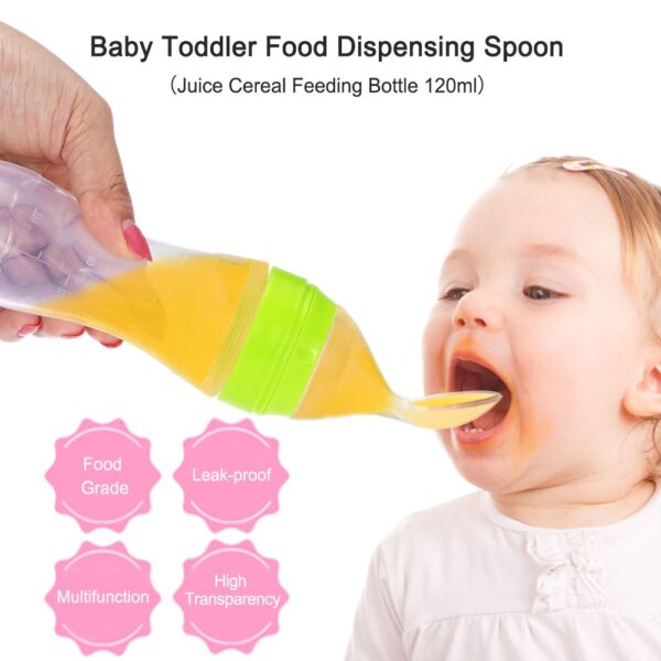 Newborn Baby Bottle Leak proof Food Dispensing Spoon 120ml Juice Cereal Feeding Bottle Spoon Food Supplement 4