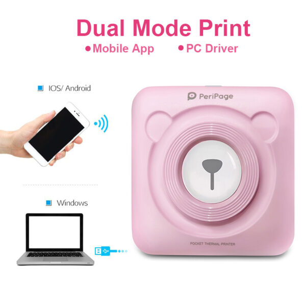 PeriPage Portable Thermal Bluetooth Printer Mini Photo Pictures Printer For Mobile Android iOS Phone 58mm Pocket 1