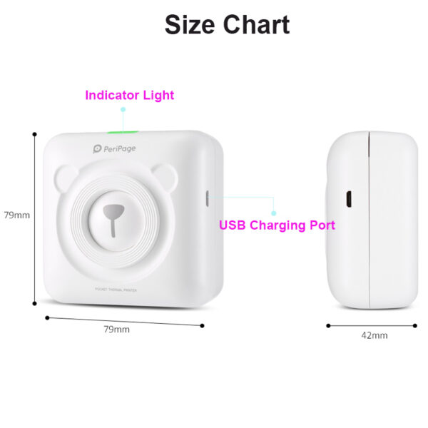 PeriPage prijenosni termalni Bluetooth pisač Mini pisač fotografija za mobilne uređaje sa Android iOS telefonom 58 mm džepni 5