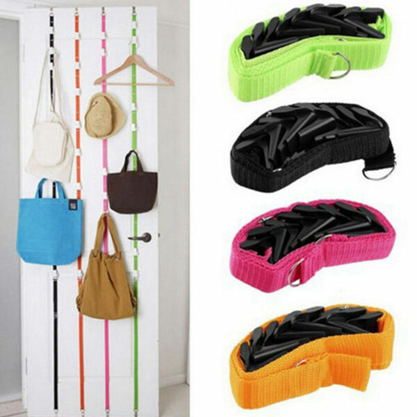 Popular Adjustable Over Door Straps Hanger Hat Bag Coat Clothes Rack 8 Hooks Hanger Storage Clothes 4