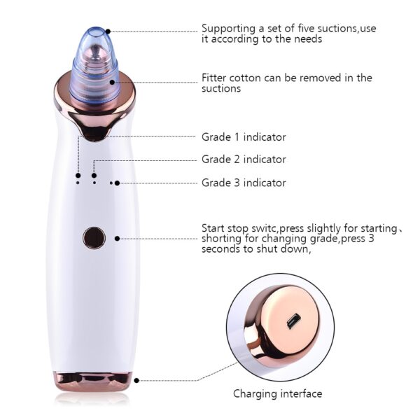 Pore Cleaner Nose Blackhead Remover Face Deep T Zone Acne Pimple Removal Vacuum Suction Facial Diamond 1