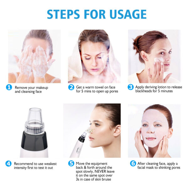Pore Cleaner Nose Blackhead Remover Face Deep T Zone Acne Pimple Removal Vacuum Suction Facial Diamond 5