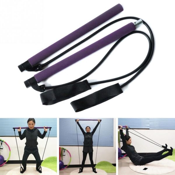 Portable Elastic 2 Foot Loops Lightweight Trainer Pilates Bar Gym Stick With CD 2