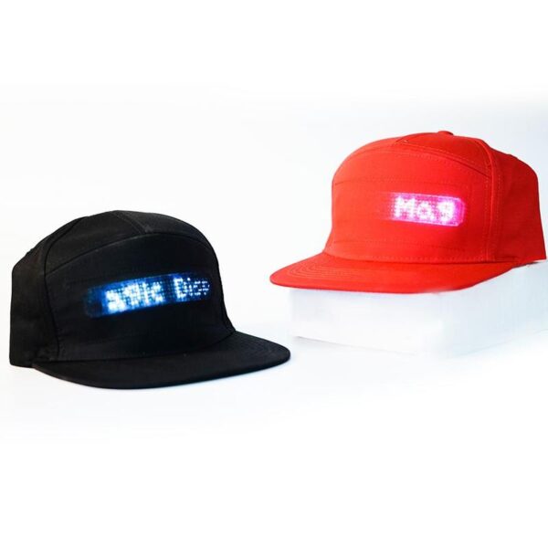 Red Black Creative Mobile App Operation Led Lights Bluetooth Hip Hop Hat For Party Riding For 4