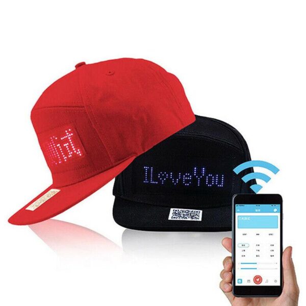 Red Black Creative Mobile App Operation Led Lights Bluetooth Hip Hop Hat For Party Riding For