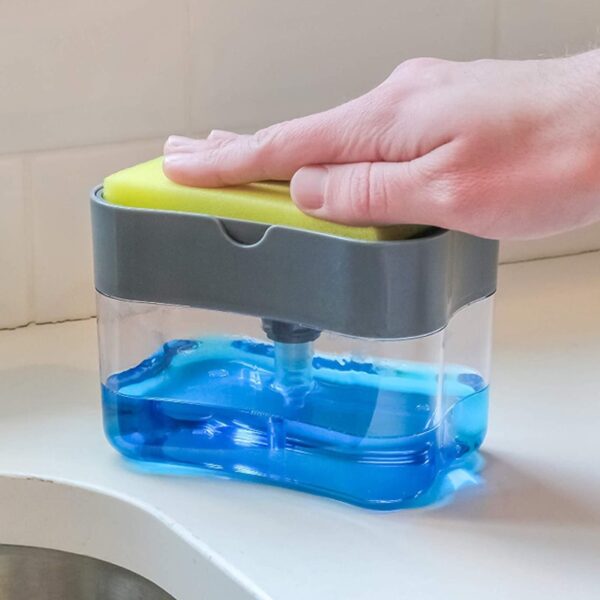 Soap Dispenser Soap Pump Sponge Caddy New Creative Kitchen 2 in 1 Manual Press Liquid Soap 3